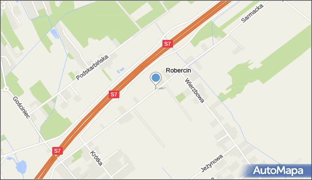 Robercin, Orzechowa, mapa Robercin