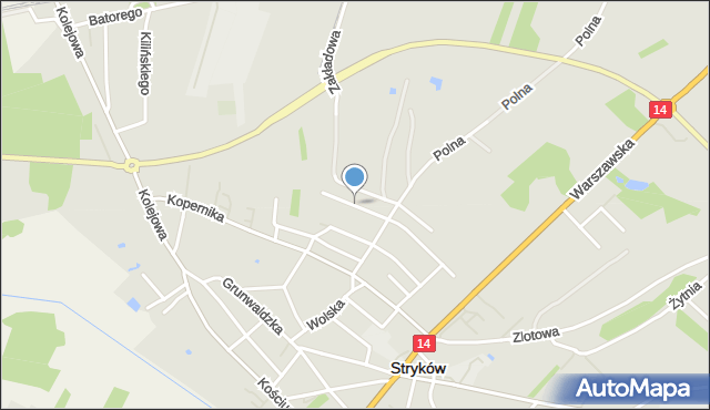 Stryków powiat zgierski, Orzeszkowej Elizy, mapa Stryków powiat zgierski