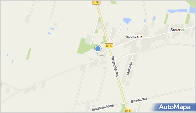 Suszno, Orzechowa, mapa Suszno