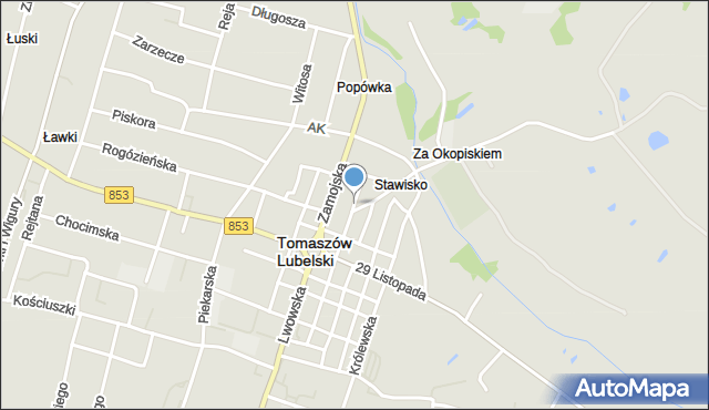 Tomaszów Lubelski, Orzeszkowej Elizy, mapa Tomaszów Lubelski