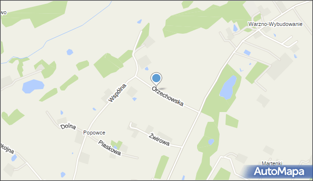 Warzno, Orzechowska, mapa Warzno
