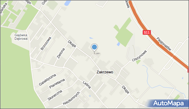 Zakrzewo gmina Dopiewo, Orzechowa, mapa Zakrzewo gmina Dopiewo