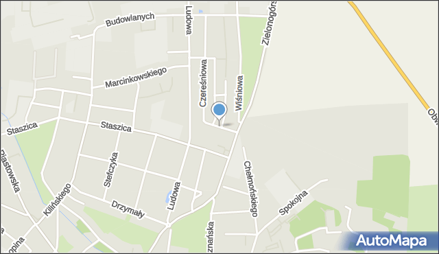 Żary, Orzechowa, mapa Żary