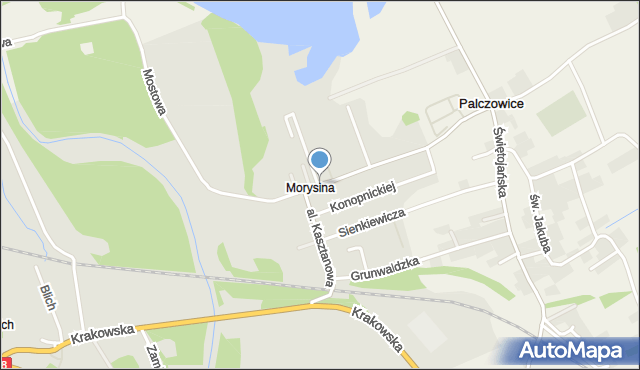 Zator powiat oświęcimski, Orzeszkowej Elizy, mapa Zator powiat oświęcimski