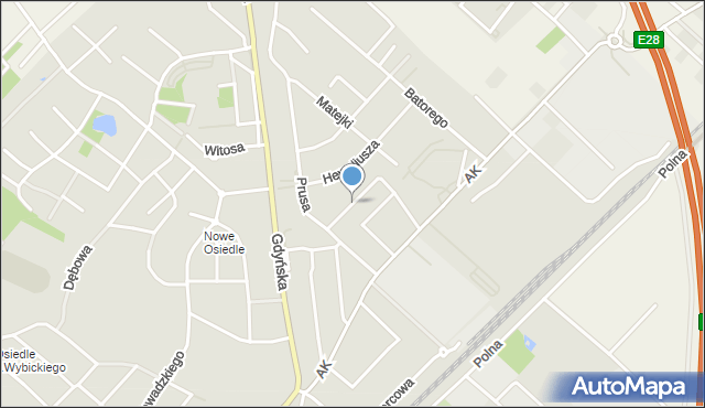 Żukowo powiat kartuski, Orzeszkowej Elizy, mapa Żukowo powiat kartuski