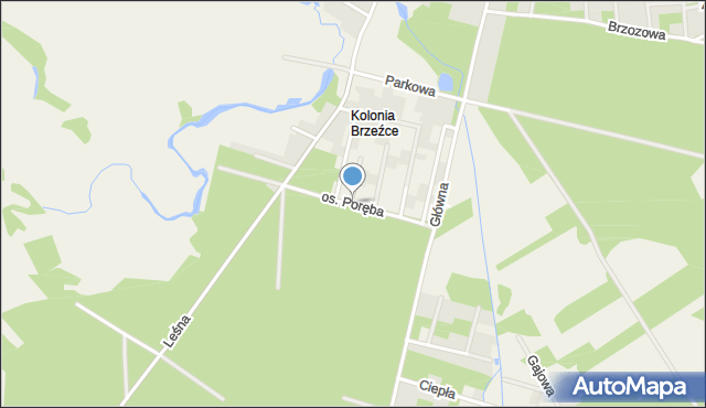 Brzeźce gmina Białobrzegi, Osiedle Poręba, mapa Brzeźce gmina Białobrzegi