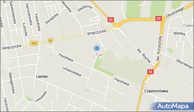 Częstochowa, Ostrowska, mapa Częstochowy