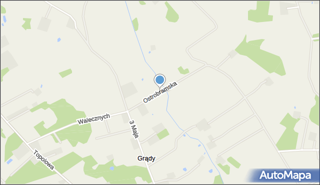 Grądy gmina Jaktorów, Ostrobramska, mapa Grądy gmina Jaktorów