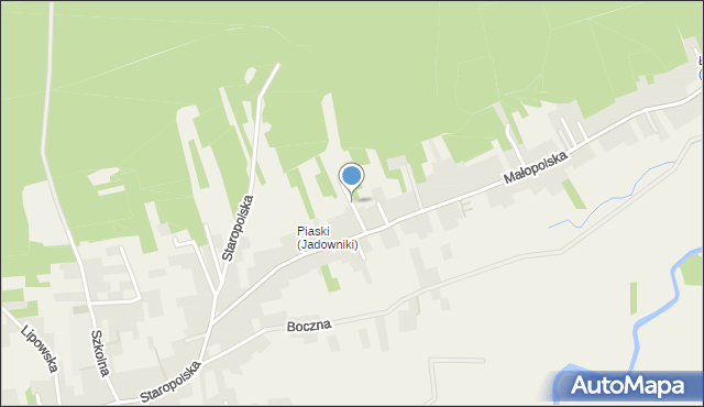 Jadowniki gmina Brzesko, Osiedle na Piaskach, mapa Jadowniki gmina Brzesko