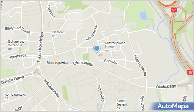 Kraków, Osiedle Mistrzejowice Nowe, mapa Krakowa