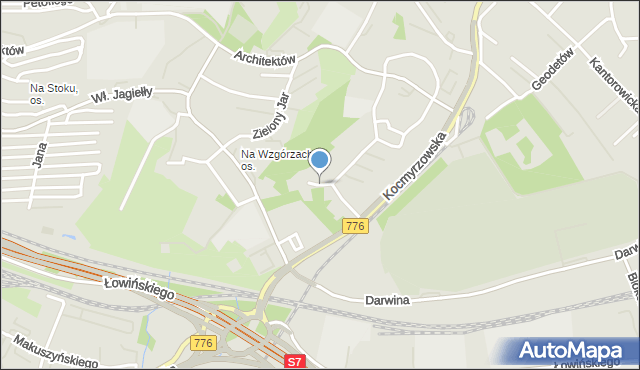 Kraków, Osiedle na Wzgórzach, mapa Krakowa