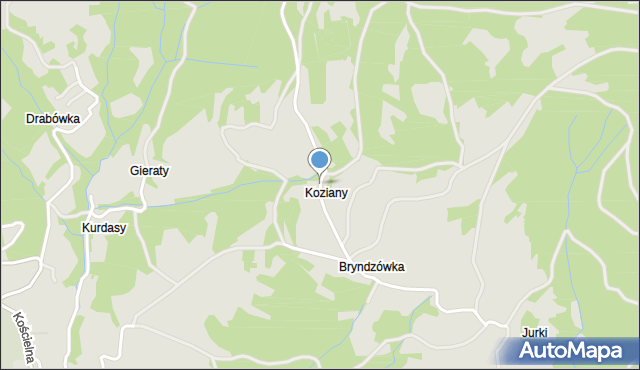 Maków Podhalański, Osiedle Koziany, mapa Maków Podhalański