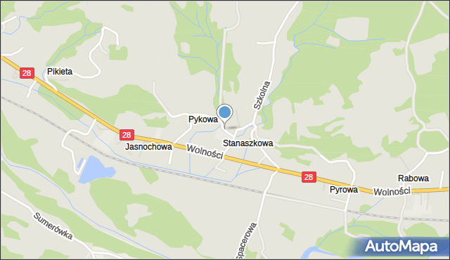 Maków Podhalański, Osiedle Pykowa, mapa Maków Podhalański