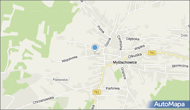 Myślachowice, Ostra Góra, mapa Myślachowice