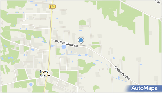 Nowe Grabie gmina Gąbin, Osiedle Pod Jaworem, mapa Nowe Grabie gmina Gąbin