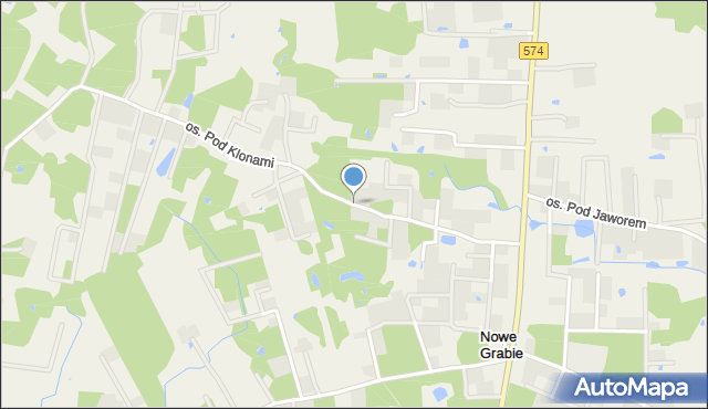 Nowe Grabie gmina Gąbin, Osiedle Pod Klonami, mapa Nowe Grabie gmina Gąbin