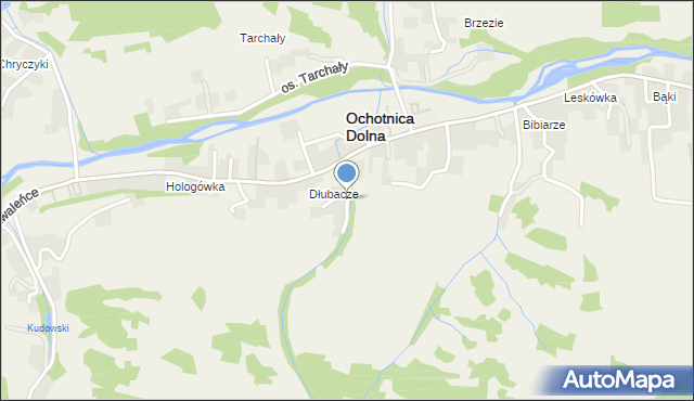 Ochotnica Dolna, Osiedle Dłubacze, mapa Ochotnica Dolna