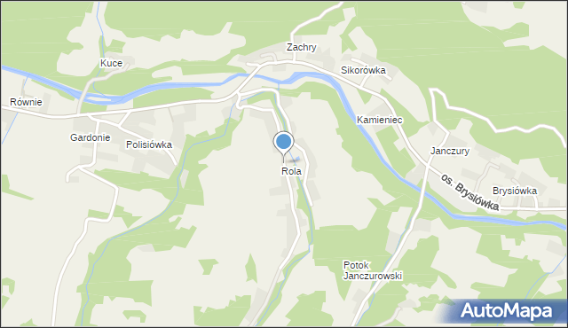 Ochotnica Dolna, Osiedle Rola, mapa Ochotnica Dolna