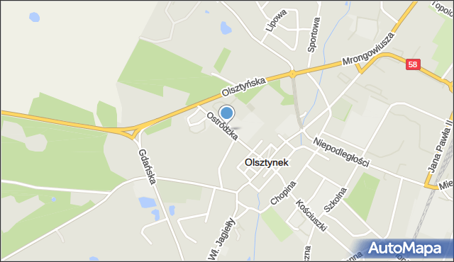 Olsztynek, Ostródzka, mapa Olsztynek
