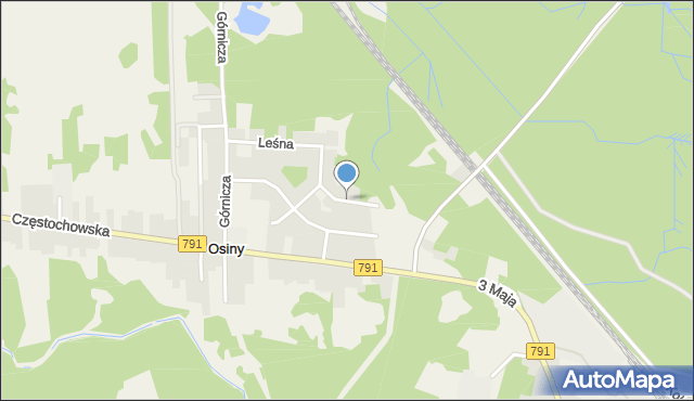 Osiny gmina Kamienica Polska, Osiedlowa, mapa Osiny gmina Kamienica Polska