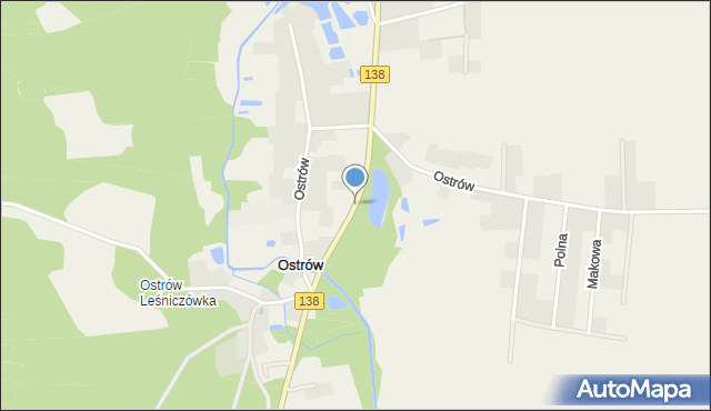 Ostrów gmina Sulęcin, Ostrów, mapa Ostrów gmina Sulęcin