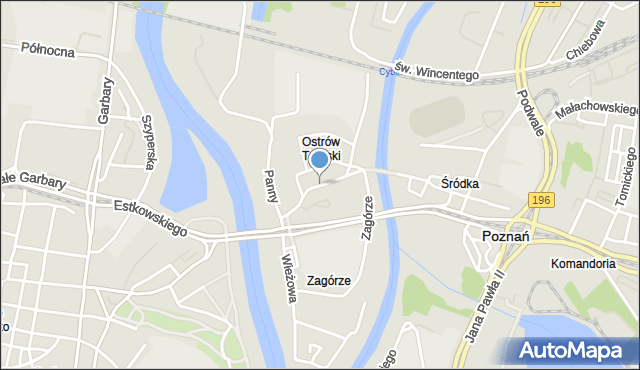 Poznań, Ostrów Tumski, mapa Poznania