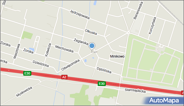 Poznań, Oświęcimska, mapa Poznania