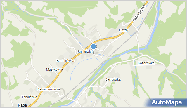 Raba Niżna, Osiedle Sochówka, mapa Raba Niżna