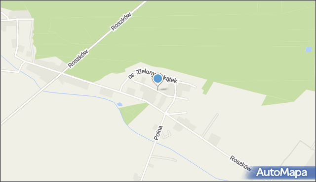 Roszków gmina Jarocin, Osiedle Zielony Zakątek, mapa Roszków gmina Jarocin
