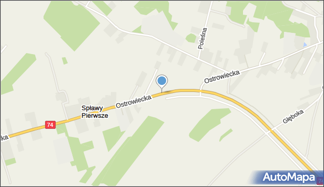 Spławy Pierwsze, Ostrowiecka, mapa Spławy Pierwsze