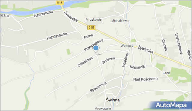 Świnna powiat żywiecki, Osiedlowa, mapa Świnna powiat żywiecki