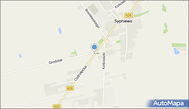Sypniewo powiat makowski, Ostrołęcka, mapa Sypniewo powiat makowski