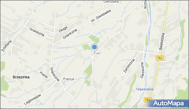 Targanice, Osiedle Francja, mapa Targanice
