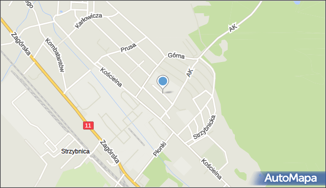 Tarnowskie Góry, Osieckiej Agnieszki, mapa Tarnowskie Góry