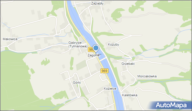Tylmanowa, Osiedle Zagonie, mapa Tylmanowa