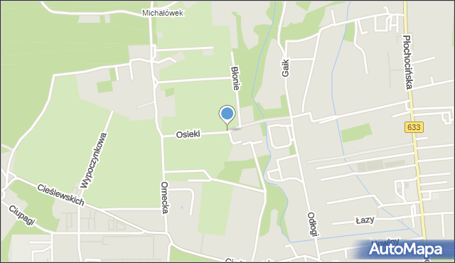 Warszawa, Osieki, mapa Warszawy