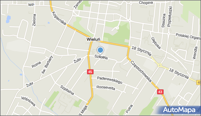 Wieluń, Osiedle Kopernika Mikołaja, mapa Wieluń