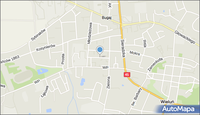 Wieluń, Osiedle Wojska Polskiego, mapa Wieluń