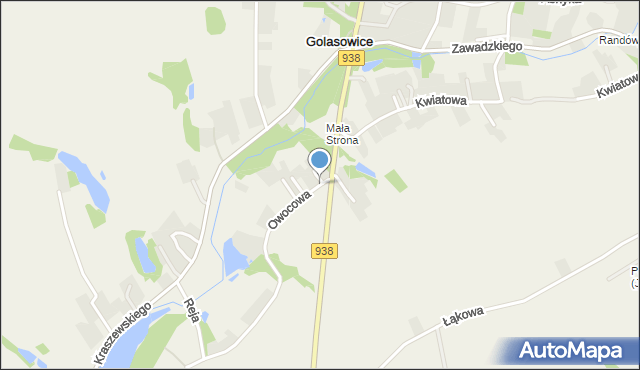 Jarząbkowice gmina Pawłowice, Owocowa, mapa Jarząbkowice gmina Pawłowice
