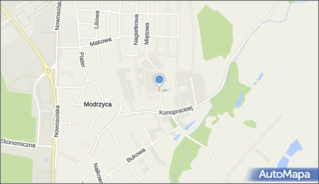 Modrzyca, Owocowa, mapa Modrzyca