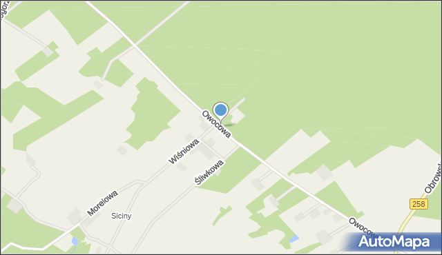 Osiek nad Wisłą, Owocowa, mapa Osiek nad Wisłą