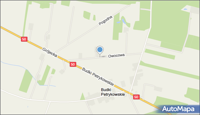 Petrykozy gmina Żabia Wola, Owocowa, mapa Petrykozy gmina Żabia Wola