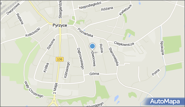 Pyrzyce, Owocowa, mapa Pyrzyce