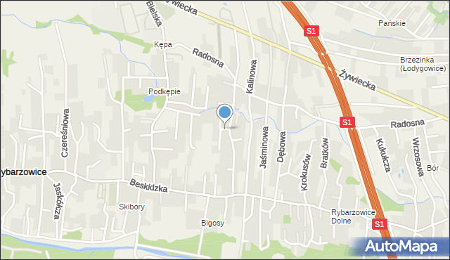 Rybarzowice, Owocowa, mapa Rybarzowice