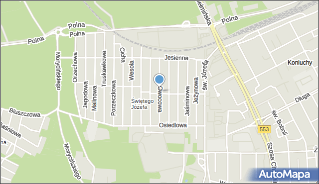 Toruń, Owocowa, mapa Torunia