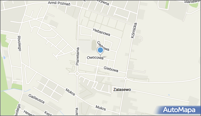 Zalasewo, Owocowa, mapa Zalasewo