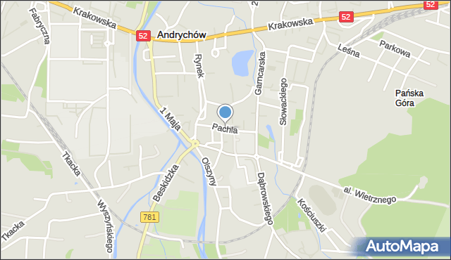 Andrychów, Pachla Ferdynanda, mapa Andrychów