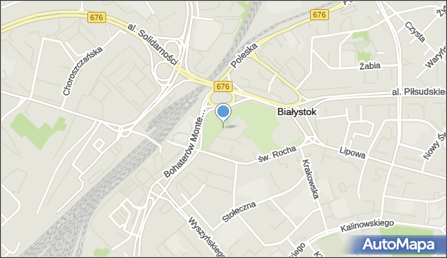 Białystok, Park Dziekońskiej Jadwigi, mapa Białegostoku