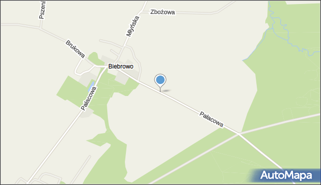 Biebrowo, Pałacowa, mapa Biebrowo