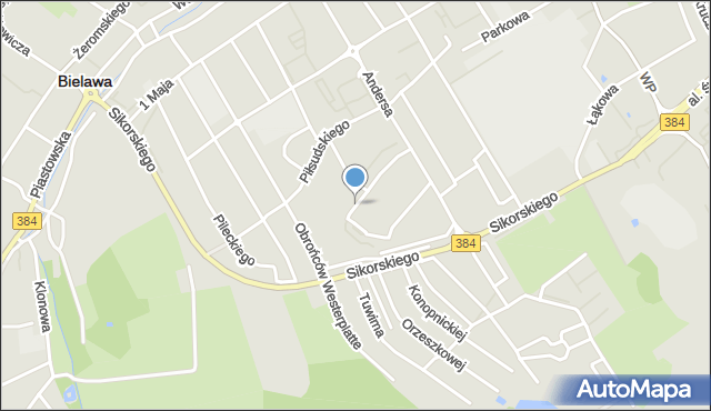 Bielawa powiat dzierżoniowski, Paderewskiego Ignacego Jana, mapa Bielawa powiat dzierżoniowski